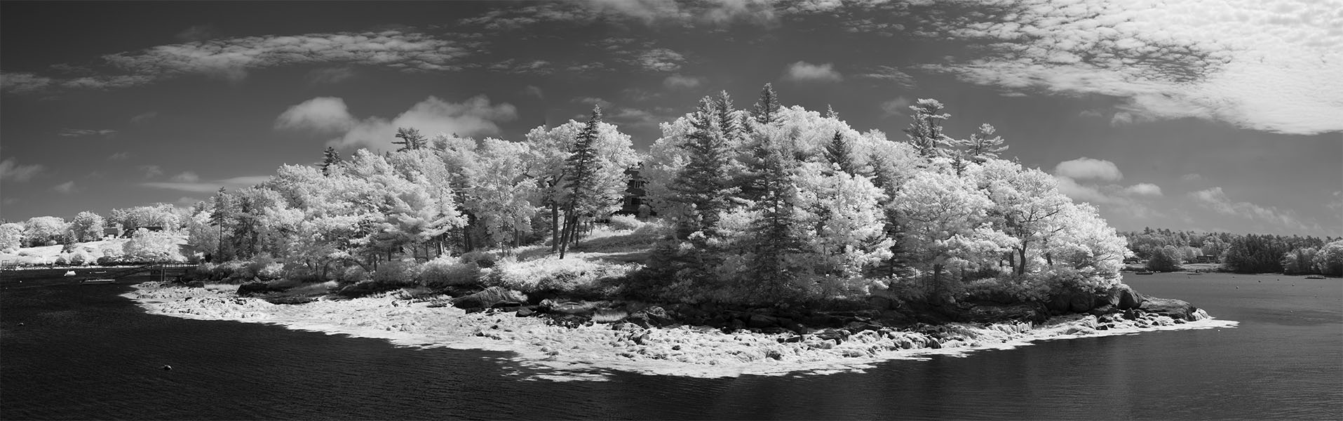 Summer Infrared Photo of Island near Boothbay, Maine.